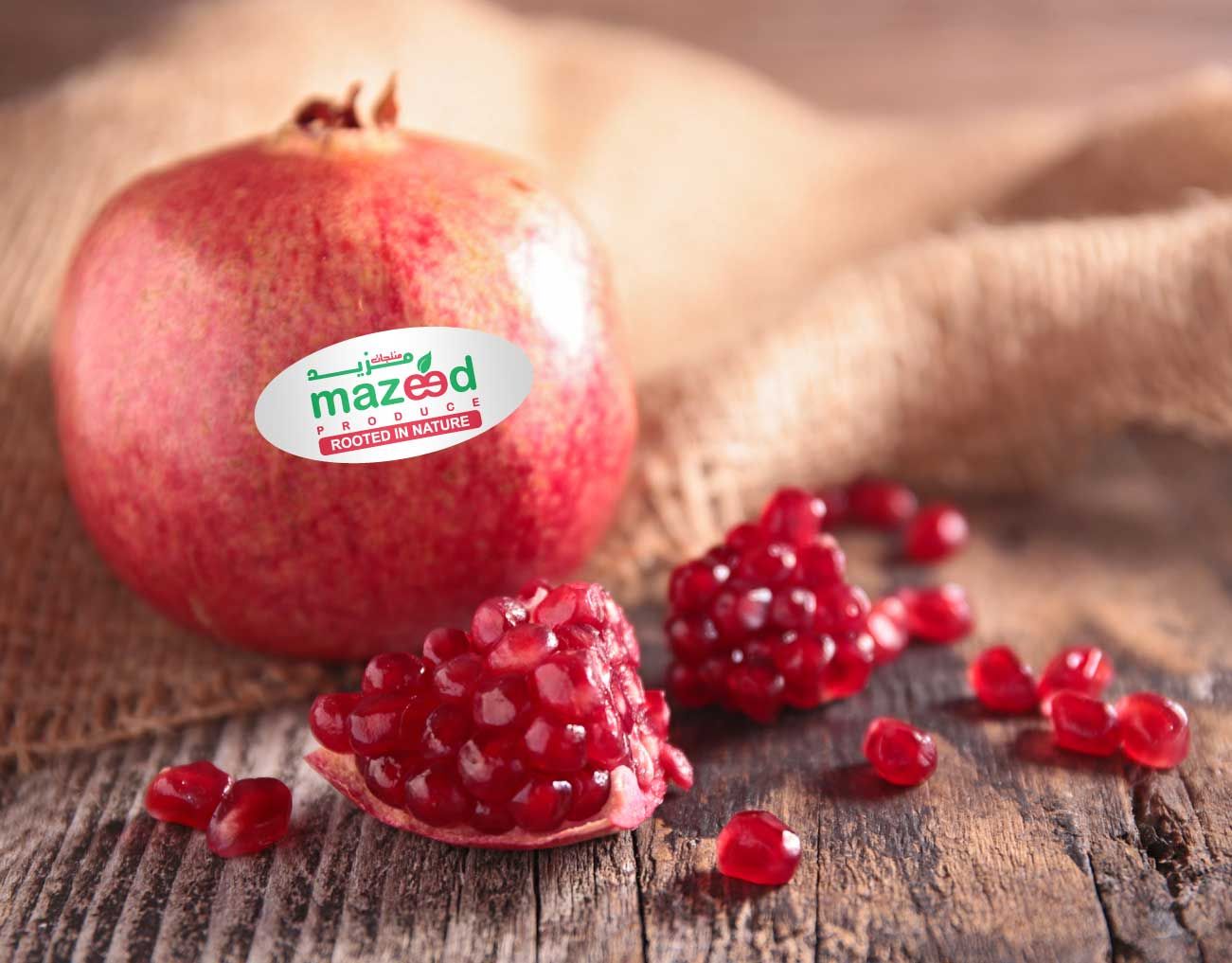 Wonderful pomegranate with the Mazeed sticker